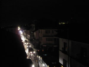 Calle Larga at night during electricity power cut.