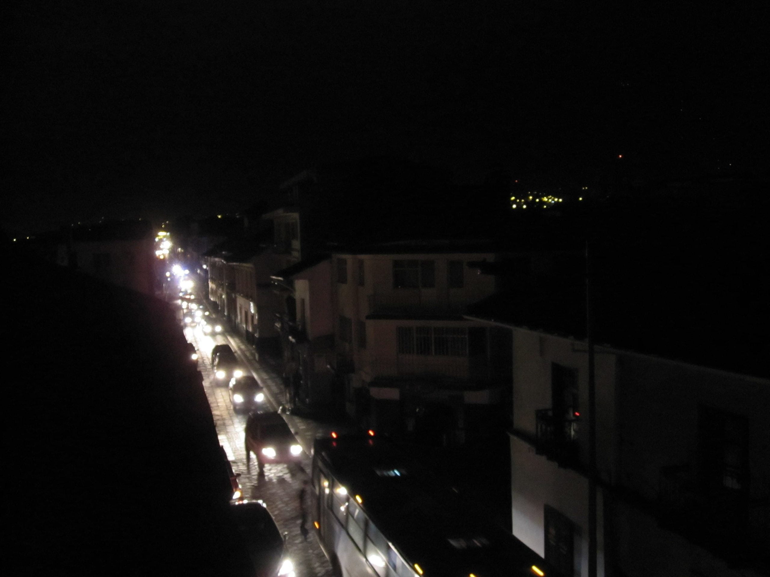 Calle Larga at night during electricity power cut.